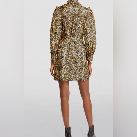 SANDRO Floral Print Mini Dress GOLD BLUE Mini Dresses - Picture 4 of 8